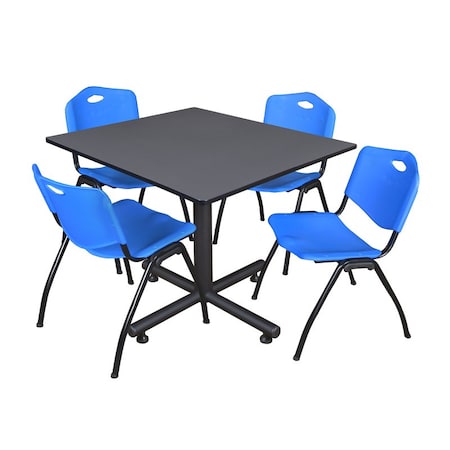 Kobe Kobe Square Table & Chair Set, Wood, Metal, Plastic Top, Grey TKB4848GY47BE